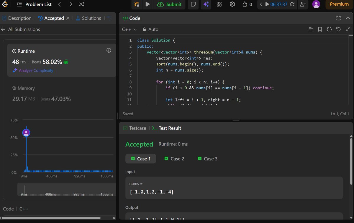 tanushree705's tweet image. Day 25 of #100DaysOfCode 
✅ 3Sum
✅Completed the Python Fundamentals  from the Prime AI/ML course.
#LearnInPublic #LeetCode