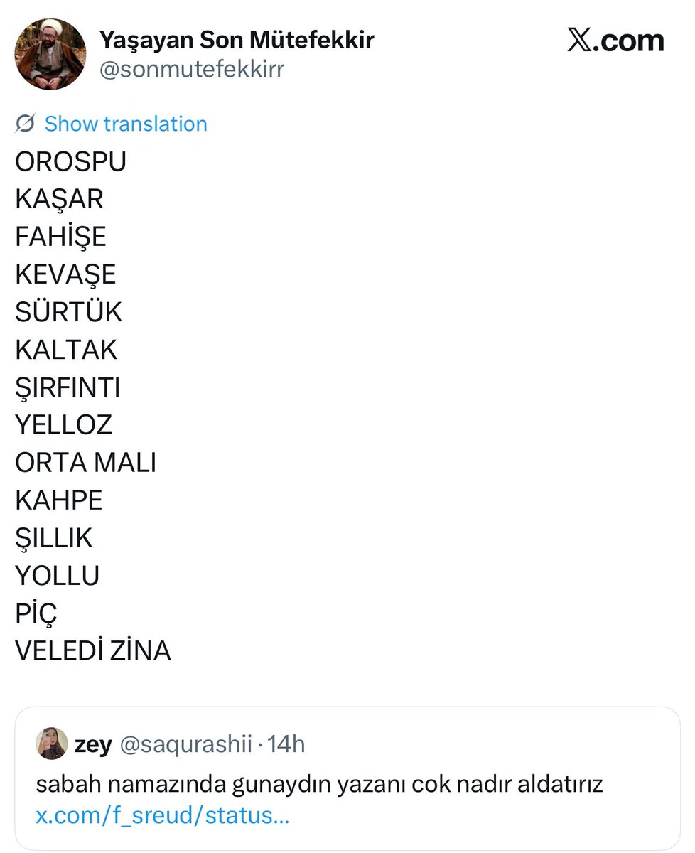 mizah amaclı attıgım tweete yazmadıgın kufur kalmamıstı. peygamber’e (sav) kufur edilince hidayet dileyip tatlı su muslumanlıgı yapasın mı geldi? bu nasıl bi iki yuzluluk.