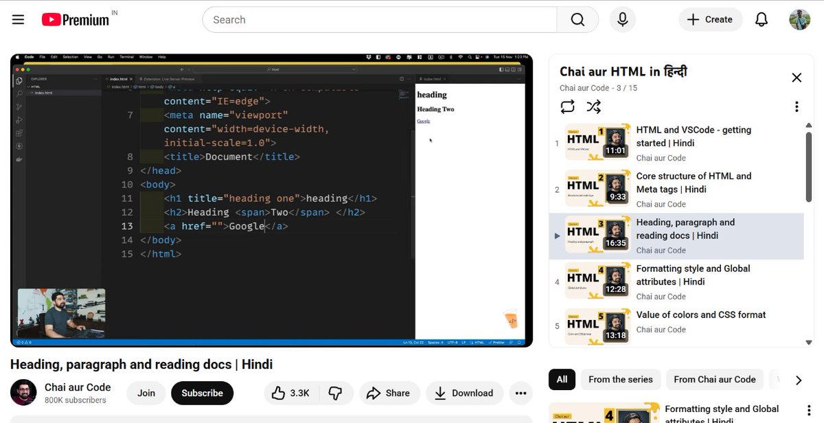 erornotfoundme's tweet image. Thread day 24/100 #100daysofcode :
- learn structure of html , heading, paragraph form @Hiteshdotcom.
- placement prep for Wipro and cognizant.
- practice tech basic questions.
- eats healthy food .
- work on myself and keep decipline.
#learninpublic
 #fullstackdevelopment
#html