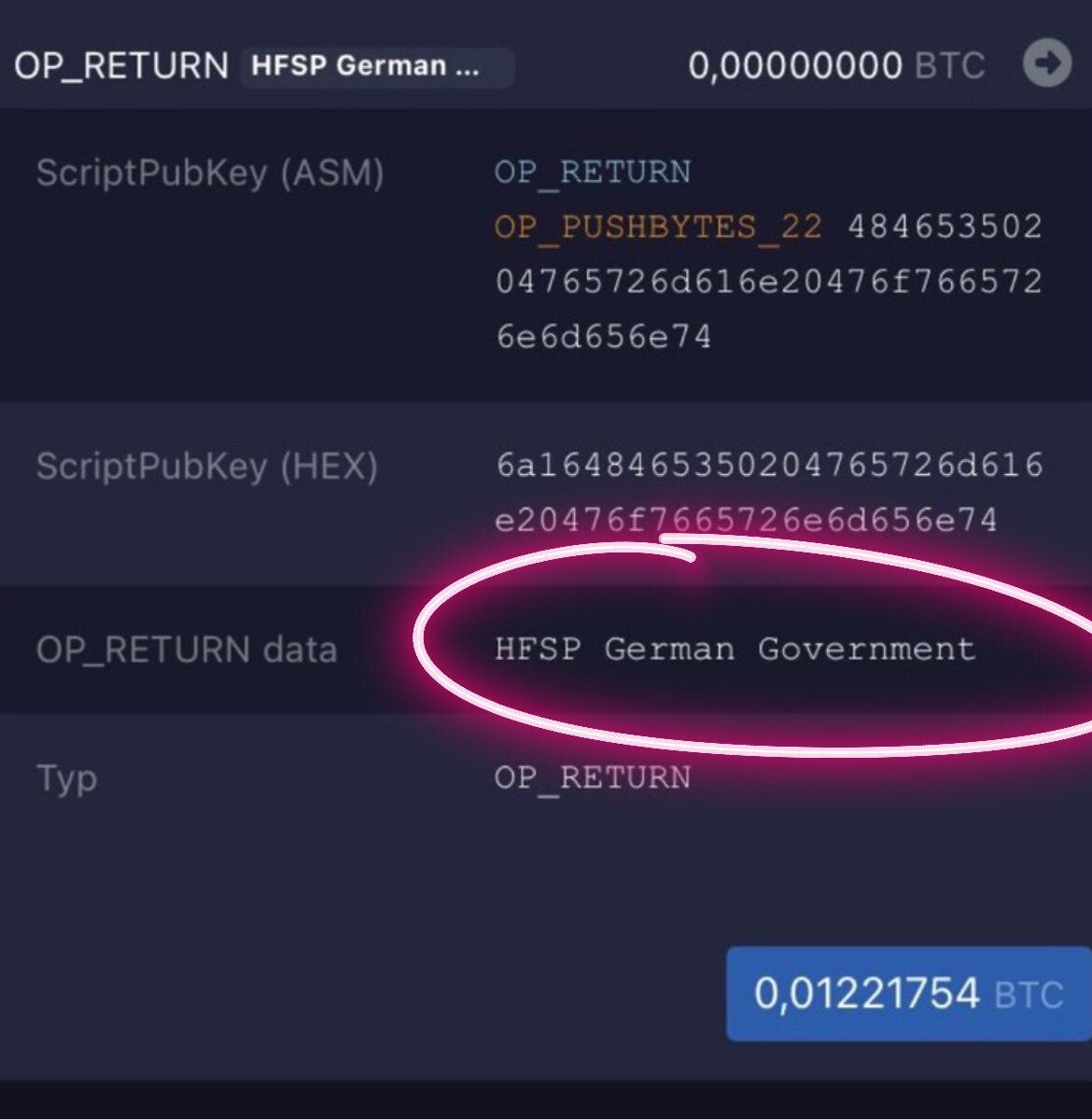 After Germany sold ALL its bitcoin, somebody sent them a $1.87 transaction, inscribing the message: “HFSP German government” 😂 👏 

Germany's Bitcoin would be worth $4.86 BILLION today