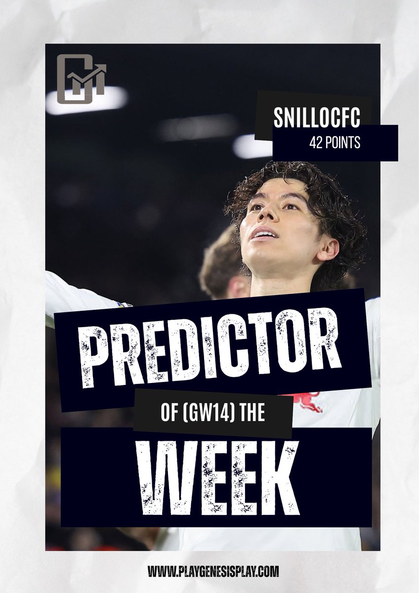 playGenesisPlay's tweet photo. Our Genesis Play Predictor of the week 

@him_Collins with 42 points 🔥🔥

Join us now for the fun on our Free-to-play Predictor game 

Link in Bio

#playgenesisplay #GW14 #GW15 #fpl #GenesisPlay https://t.co/ROwr6nU1hj