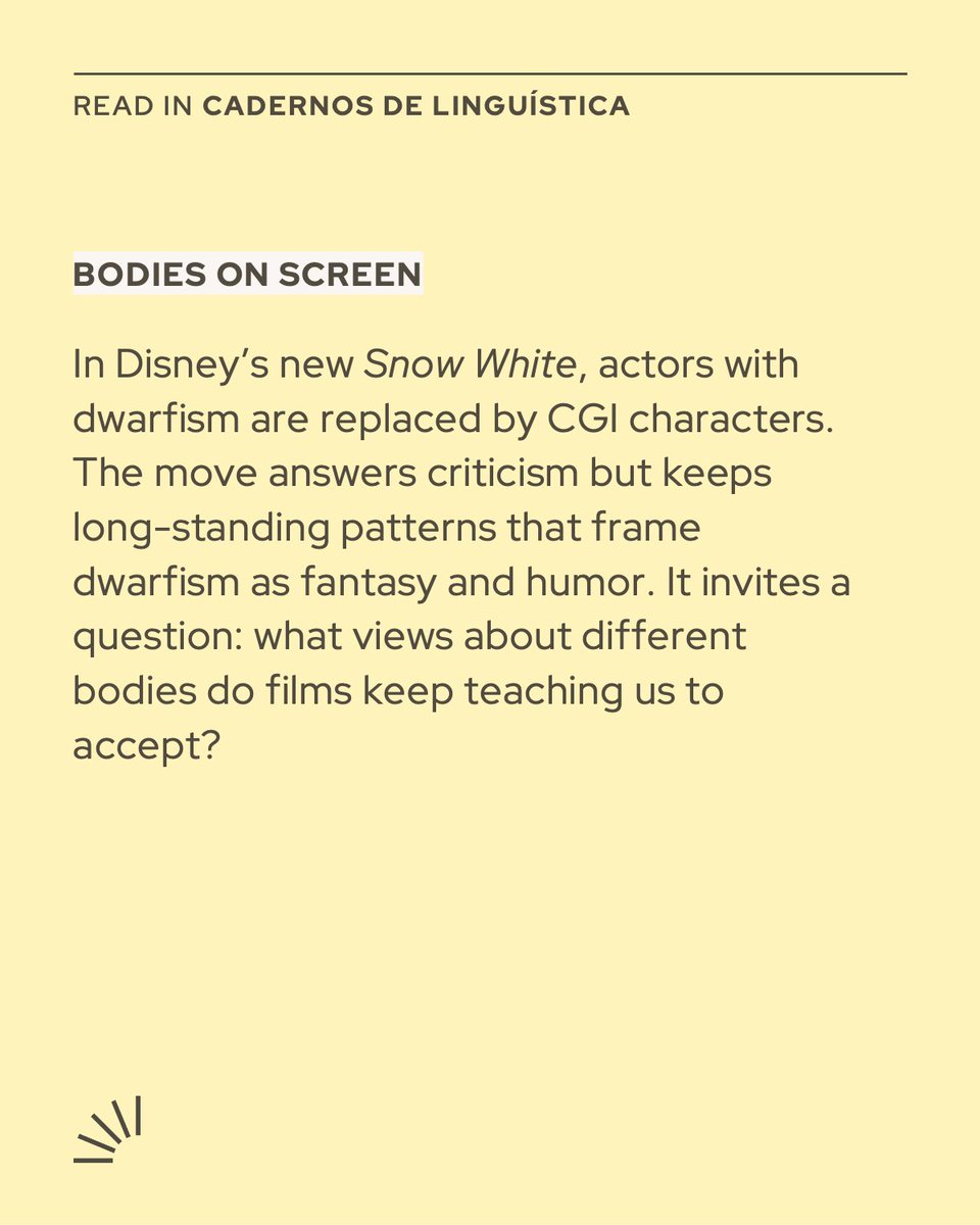 The new Disney Snow White raises questions about how films teach us to view different bodies. Drawing on Paulo Freire, this article examines what the CGI “solution” reveals about representation and its limits. Read the full article: doi.org/10.25189/2675-…