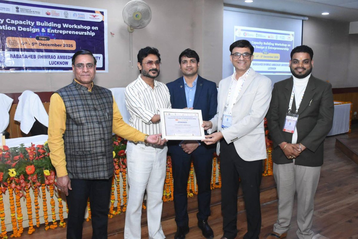 BbauSocialmedia's tweet image. Two-Day Capacity Building Workshop on Innovation, Design &amp;amp; Entrepreneurship (IDE) was concluded with a graceful Valedictory Ceremony on 5th December 2025.

#AICTE #MIC #InnovateIndia #DoSEL #MinistryofEducation #PMSHRI 
@vcbbau @EduMinOfIndia @dpradhanbjp  @ugc_india @PMOIndia