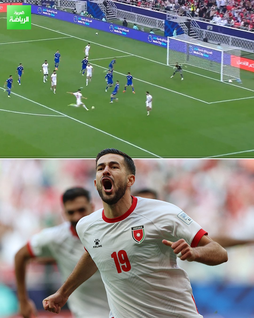 تسديدة صاروخية. هدف ثاني للمنتخب الأردني عن طريق سعد الروسان. الكويت 0 الأردن 2 (مهند أبو طه - سعد الروسان) كأس العرب2025 أحمد بن علي 