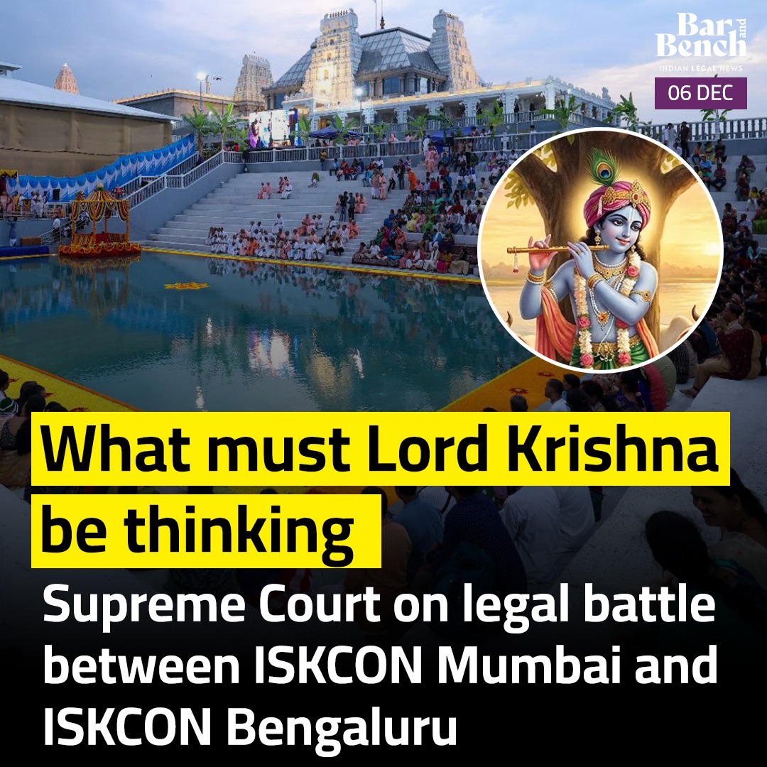What must Lord Krishna be thinking: Supreme Court on legal battle between ISKCON Mumbai and ISKCON Bengaluru

Read more: barandbench.com/news/what-must…