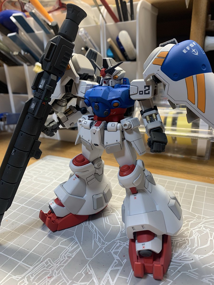 hgucガンダムGP02完成。モデフェスで展示されてたのに感化されて組んでみました。「獅子身中の虫」って言葉は0083の台詞で覚えたよな〜って昔を思い出しながらフィニッシュです。
#ガンプラ好きと繋がりたい 
#ガンプラの画像を貼るとRTされると聞いて