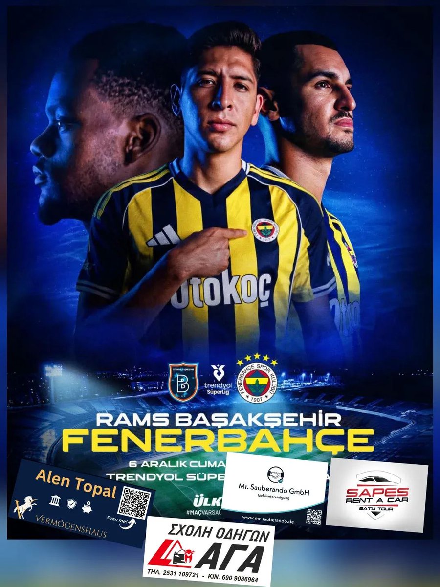 Derneğimiz saat 18:15 te açık olacaktır 
🏆 Trendyol Süper Lig 
🆚 RAMS Başakşehir
🗓 6 Aralık Cumartesi  
🕗 19.00 Yunanistan Saati
📲 #IBFKvFB

#MaçVarsaÜlkerVar | Ülker