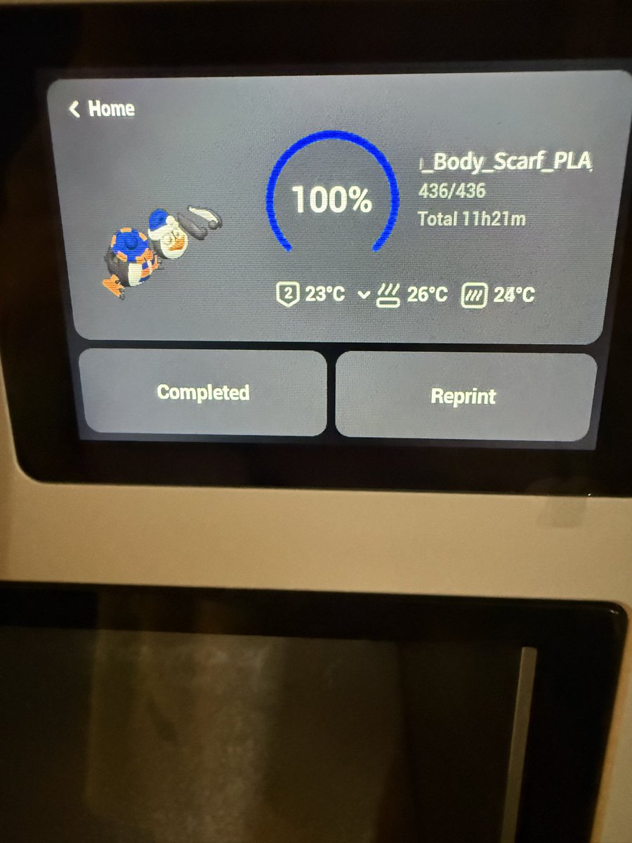 First <a href="/FlexiFactory/">Dan Sopala (Flexi Factory)</a> stl on my <a href="/snapmaker/">Snapmaker</a> U1 just over 11 hours 🤩 #SnapmakerXmas