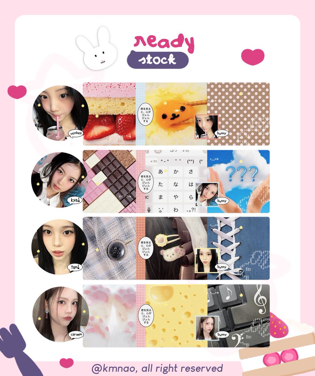 kmnao's tweet photo. a repost will be appreciated! thank you.

haloo mentemen! aku bawa layout ready stock girlgroup yang harganya 8k dan udah free retext iaa. bisa langsung dm aku buat jajaan ⭐️

#zonauang https://t.co/bnm3a0Xfl4