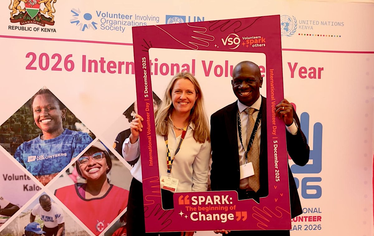 VSOFutures's tweet photo. PHOTOS: Our Co-CEOs Donne Cameron and Kathryn Gordon joined global partners this week in Nairobi (Kenya) and New York (in the US), respectively, for the official launch of the 2026 International Volunteer Year, a milestone moment for the global volunteering movement.

The newly launched International Volunteer Year places a bold focus on people-powered development, recognising volunteers as catalysts for inclusion, resilience and systemic change. For @VSO_Intl I VSO Nederland I #VSOInclusiveFutures, this renewed global commitment reinforces the heart of our work in supporting communities to lead, influence and shape their own development pathways.

As we prepare for 2026, this moment energises our mission even more, amplifying youth voices, strengthening community structures and championing equity and social justice across all our programmes.

#InternationalVolunteerYear2026 
#PeoplePoweredDevelopment 
#SocialImpact 
#LastingChange