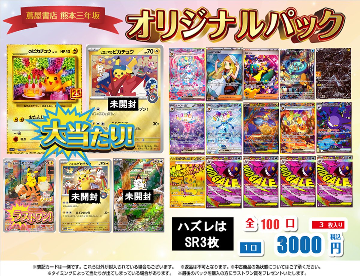 ポケモンカードゲーム 3000円×100口新たに補充したのでお試し下さい
