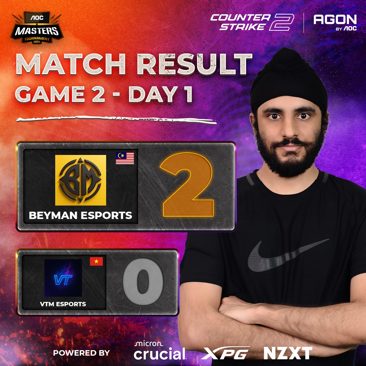 AOC Masters Tournament 2025
🔫  マッチ2 結果
VTM Esports 0:2 Beyman Esports

Beyman Esports がグランドファイナルへ進出！🎉

Amazonにてセール中
気になる方ぜひご覧ください。
amzn.asia/d/cGDRKRu
#AOCMasters2025 #CS2