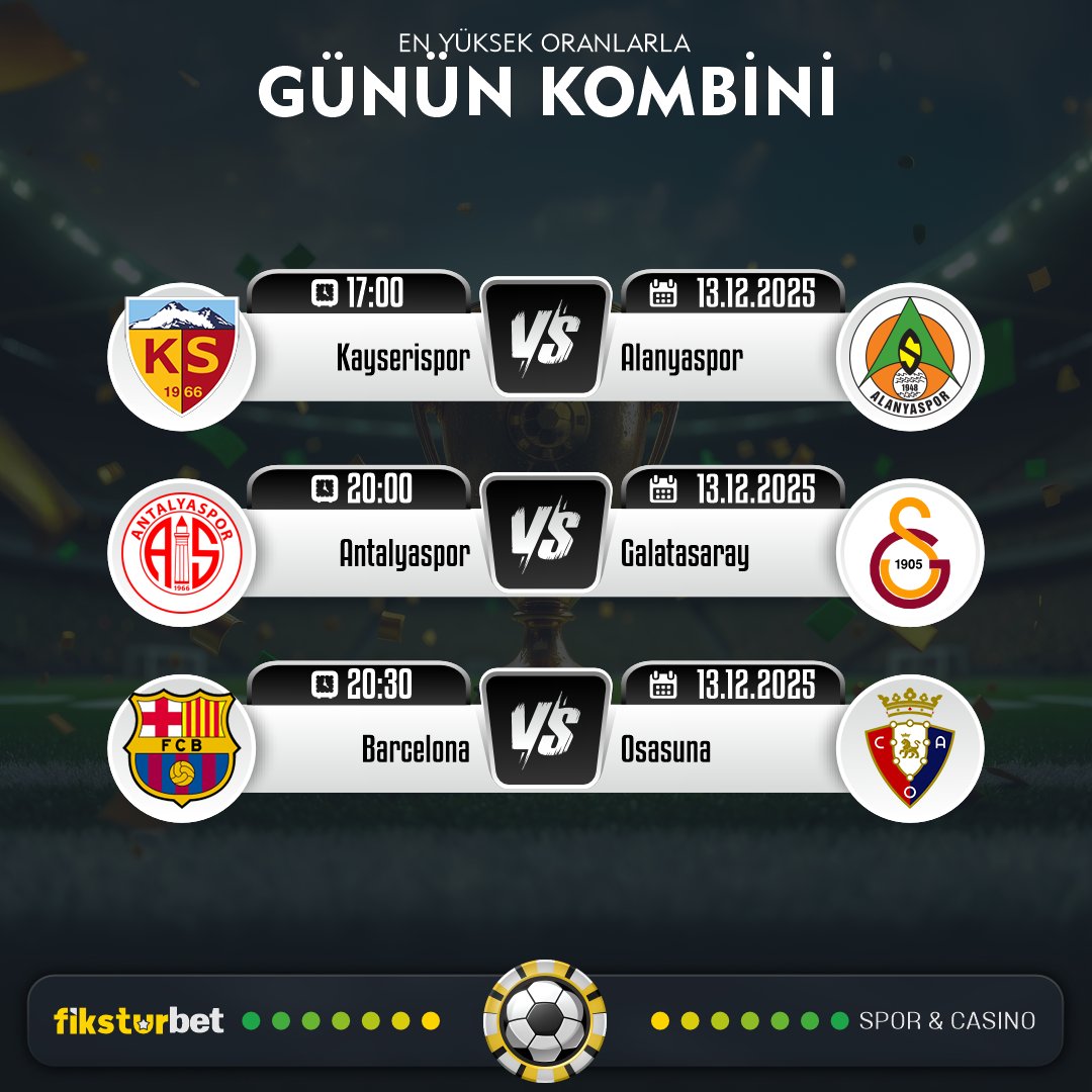 fiksturbets's tweet photo. 🏅 #FİKSTURBET İle Günün Popüler Maçları

💰 Kayserispor🆚Alanyaspor
💰 Antalyaspor 🆚  Galatasaray
💰 Barcelona  🆚 Osasuna

🔆 Hızlı Çekim, Güvenilir Adres  https://t.co/SNeqqZk2dv https://t.co/1dDybSs0EG