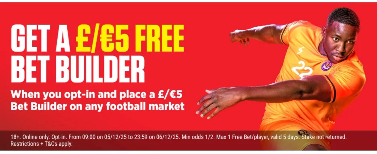 TomTopfootytip's tweet photo. Get yourself a free bet builder with this offer from Ladbrokes, just needs a small price bet builder of 1/2 to qualify for the free bet. https://t.co/lmR1jB8hDb