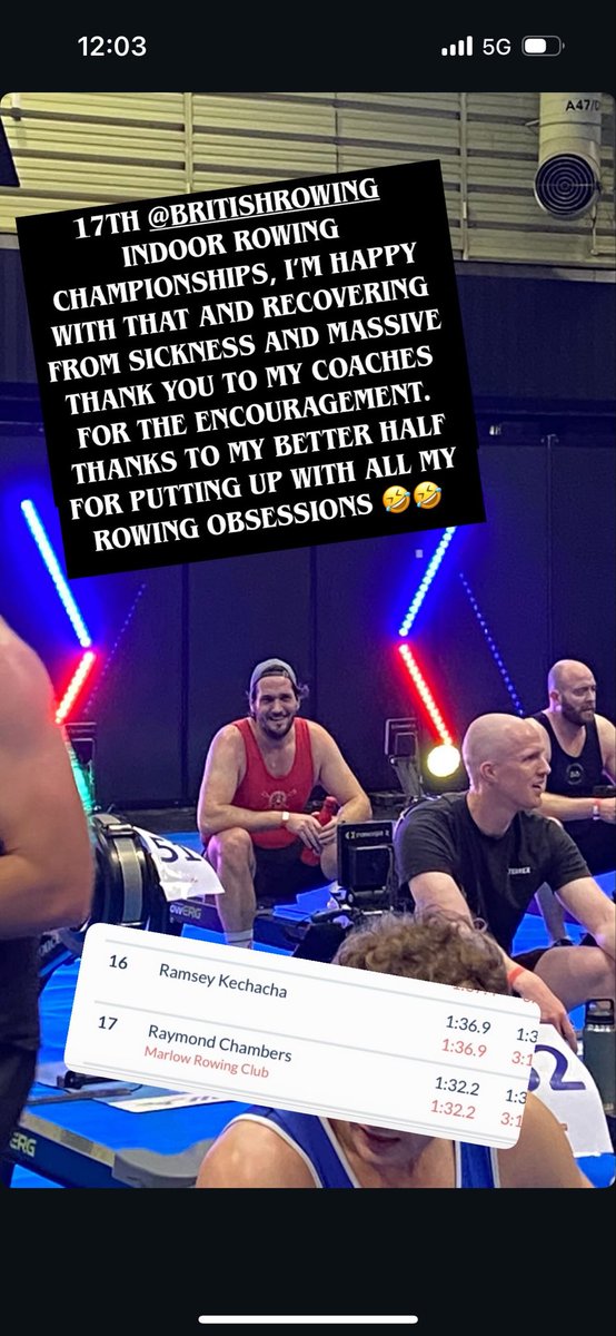 17th in Britain at my first British Rowing Championships out of 66 entries (Masters 30-39) Age Category - I was aiming for a top 20 finish and even had what I think was Covid last week. A PB by .9 seconds - I’ll Take it!