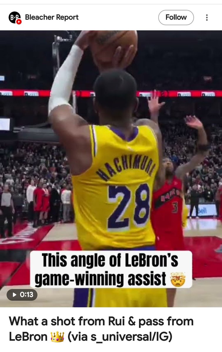The Headline should be about Hachimura's winning shot, not an assist. Tell me who passed the ball in on Jordan's game winner against Cleveland?