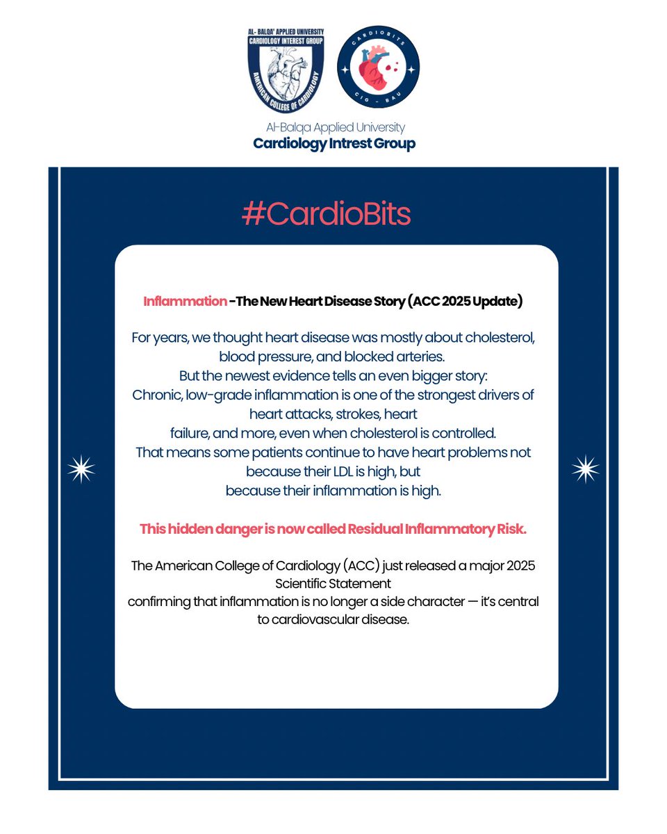 BauCig's tweet photo. Inflammation and Cardiovascular diseases 🫀

#cig_bau #ACCMedStudent #CardioBits 
#Cardiology #medicine https://t.co/3RufAGKlMt