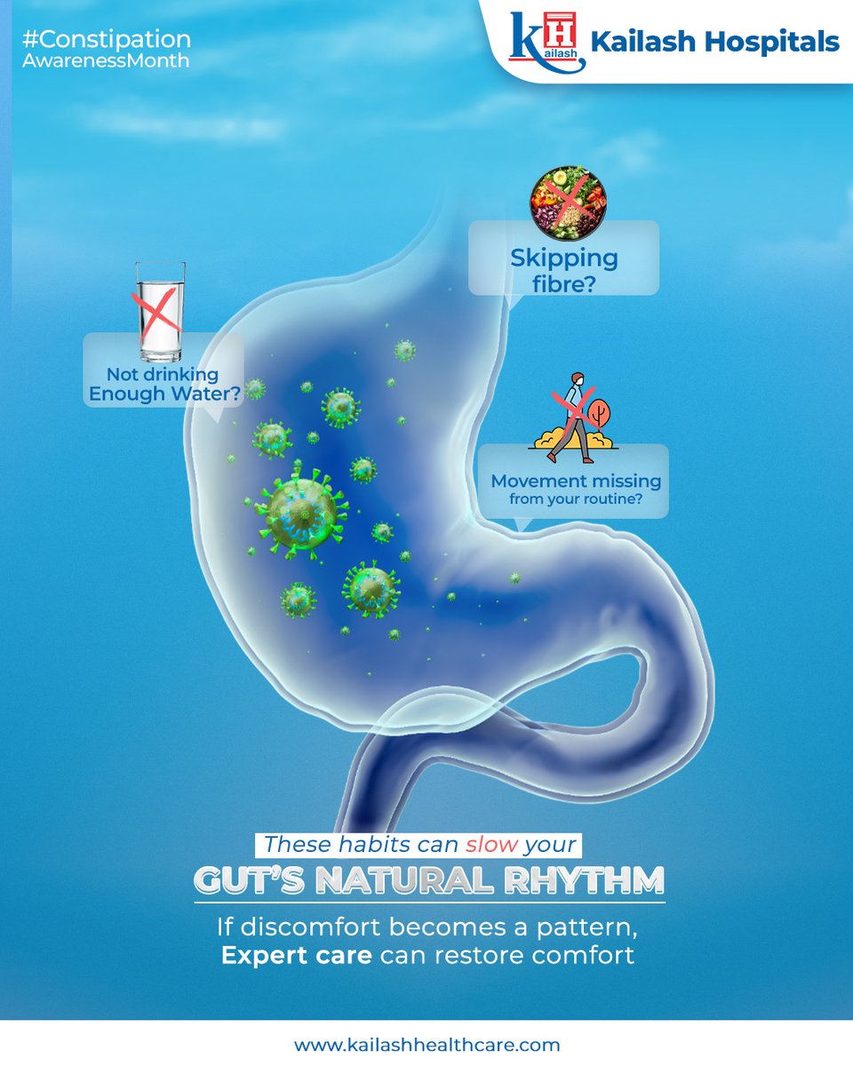 KailashHealth's tweet photo. Did you know constipation is a common issue that impacts quality of life? Don't suffer in silence—it's treatable!

Constipation can often be prevented with simple lifestyle changes! Talk to your doctor if symptoms persist!

#ConstipationAwarenessMonth #GutHealth #DigestiveWellness