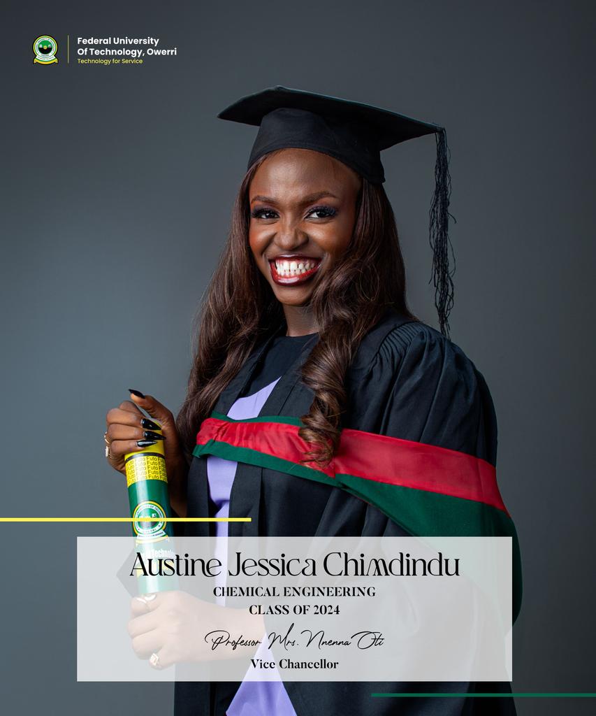 Jhessie140's tweet photo. B.Eng Chemical Engineering 
First Class Honours:  4.81/5.0

Best Graduating Student, Department of Chemical Engineering
2nd Best Graduating Student, School of Engineering , FUTO 

God did !

#convocation #graduation #FUTO https://t.co/TILoTKVkqz