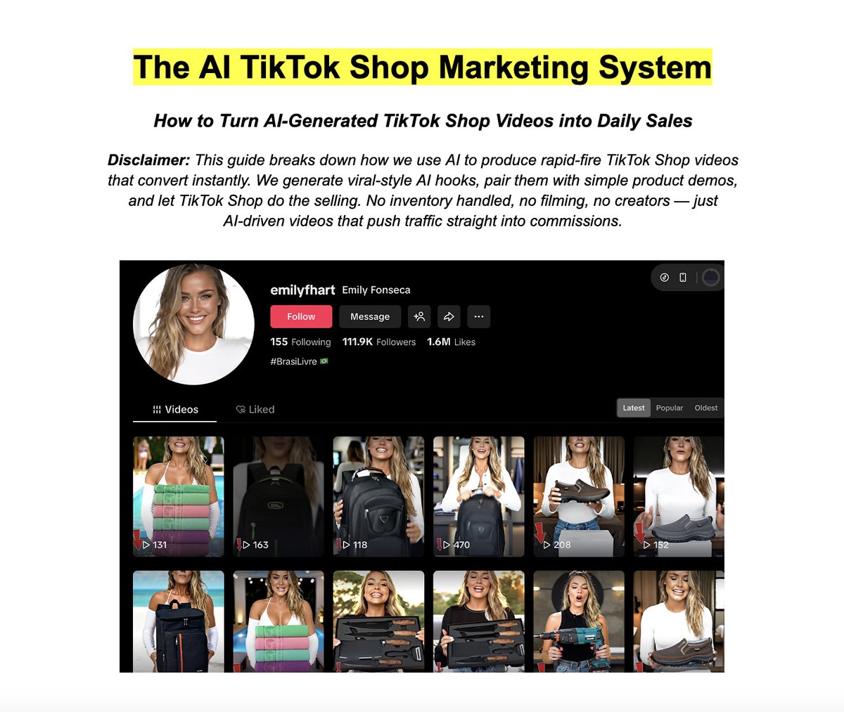 spwfeijen's tweet image. $300k/month without filming a single product clip.

AI floods TikTok with 50–200 vids/day using reactions, price-drops, mini-stories.

They push traffic straight into the shop, the algo finds winners fast, and TikTok auto-handles every sale.

Crank the volume and commissions…