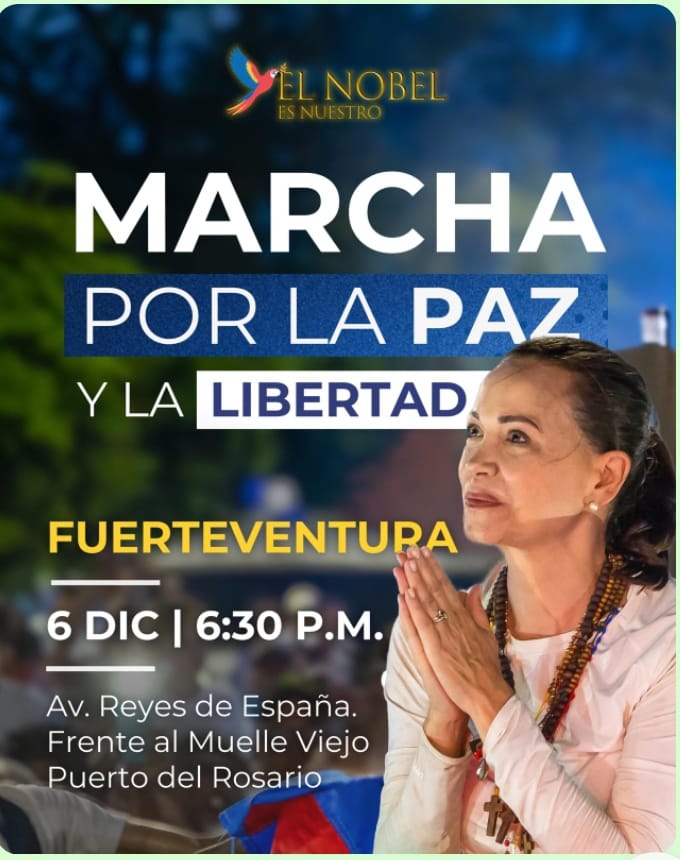 frankrep40's tweet photo. Hoy tenemos calle desde el archipiélago Canario nos concentramos por la Paz y la libertad y acompañar al pueblo Venezolano por su Nobel como lo a dicho María Corina. Dios con nosotros. https://t.co/BzjT2EfqXV
