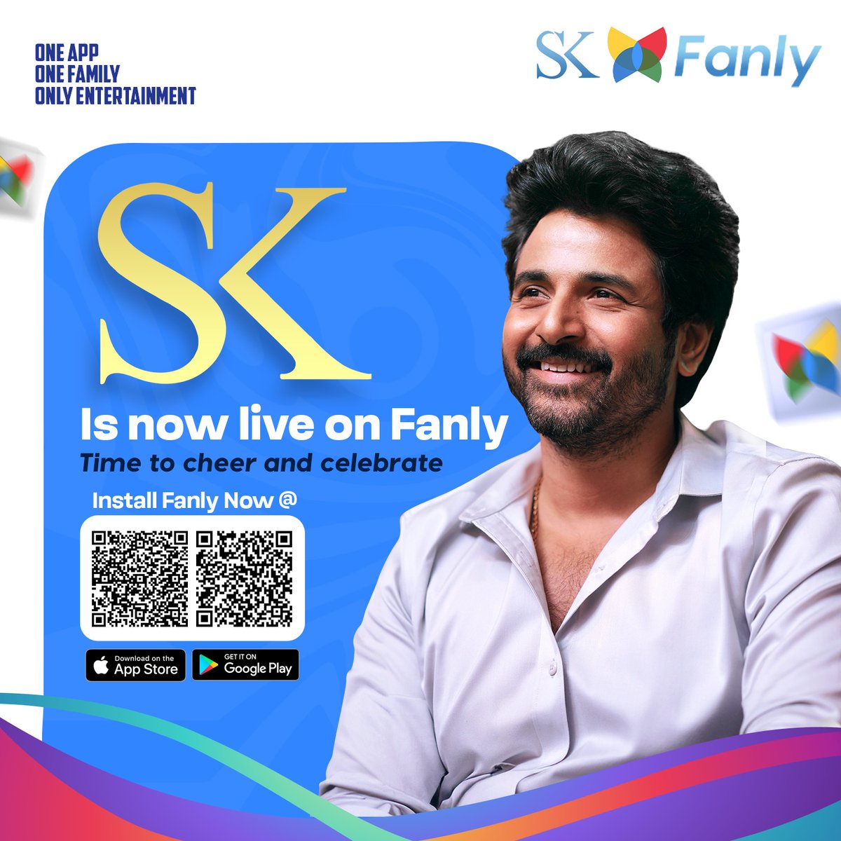 FanlySocial's tweet photo. ✨ Big News for the Fans! ✨
Actor @Siva_Kartikeyan is now LIVE on Fanly — your one-stop destination for exclusive updates, entertainment, and fan moments.
Time to cheer, connect, and celebrate like never before!

📲 Download now on App Store &amp; Google Play.

#Fanly #FanlyApp https://t.co/WsydyVNDnD