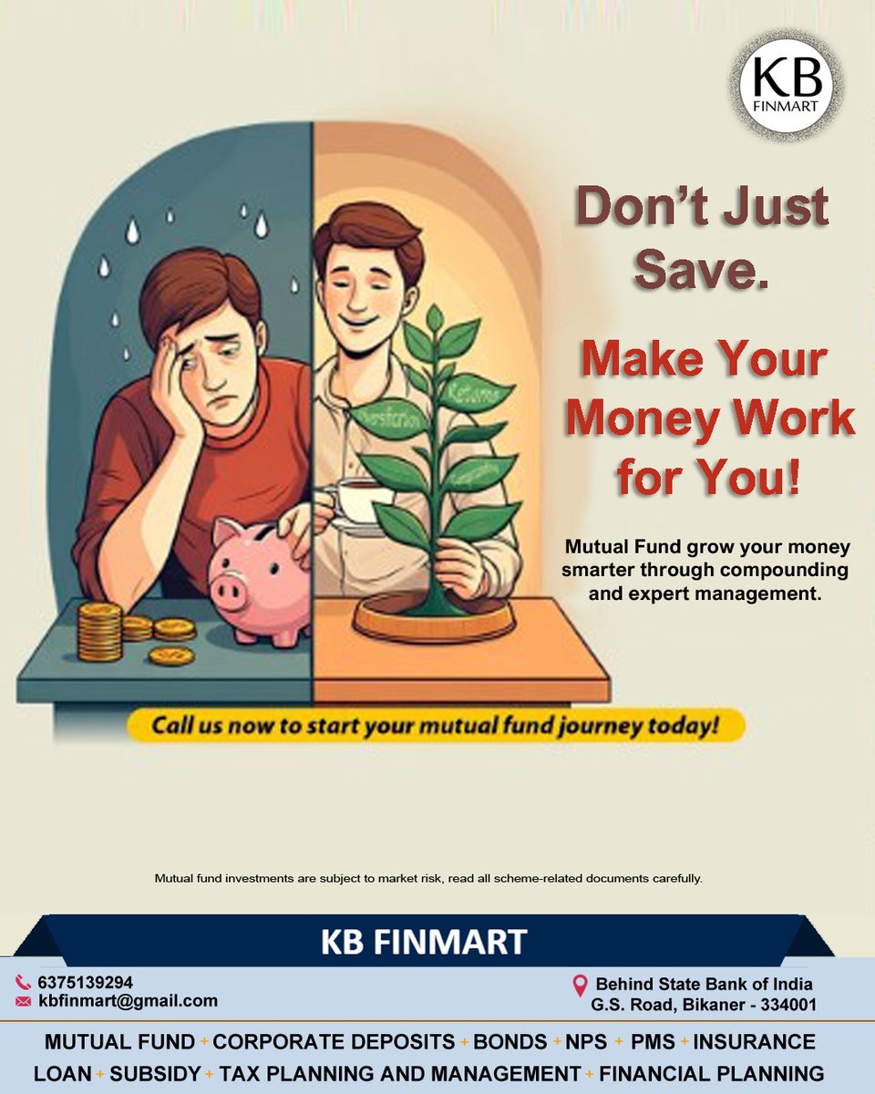 KBFinmart's tweet photo. बचत ज़रूरी है…
लेकिन समझदारी से निवेश करना उससे भी ज़्यादा फायदेमंद! 📈
कम्पाउंडिंग की ताकत से अपने पैसों को बढ़ने का मौका दें।
𝑲𝑩𝑭𝒊𝒏𝒎𝒂𝒓𝒕
𝘬𝘣𝘧𝘪𝘯𝘮𝘢𝘳𝘵@𝘨𝘮𝘢𝘪𝘭.𝘤𝘰𝘮
+91 63751 39294
#kbfinmart #nsarda #bikaner #𝐼𝑛𝑣𝑒𝑠𝑡𝑆𝑚𝑎𝑟𝑡 #𝑀𝑢𝑡𝑢𝑎𝑙𝐹𝑢𝑛𝑑𝑠 https://t.co/CXpf1V8lJR