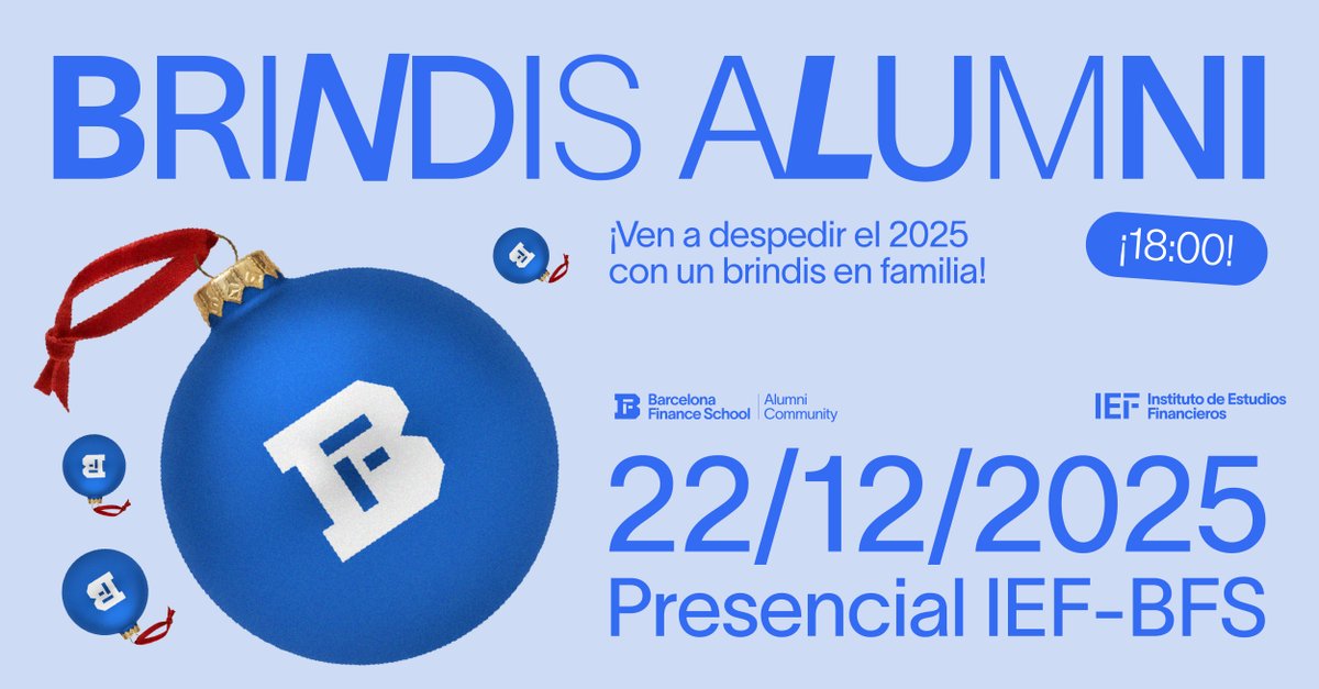 BRINDIS ALUMNI 2025 🥂✨

¡Despedimos el año con un encuentro muy especial para toda la comunidad Alumni IEF-BFS! Una ocasión perfecta para reconectar, compartir experiencias y celebrar juntos el cierre de 2025.

Apúntate aquí 👉 forms.gle/ZmomvmS17yHYtj…