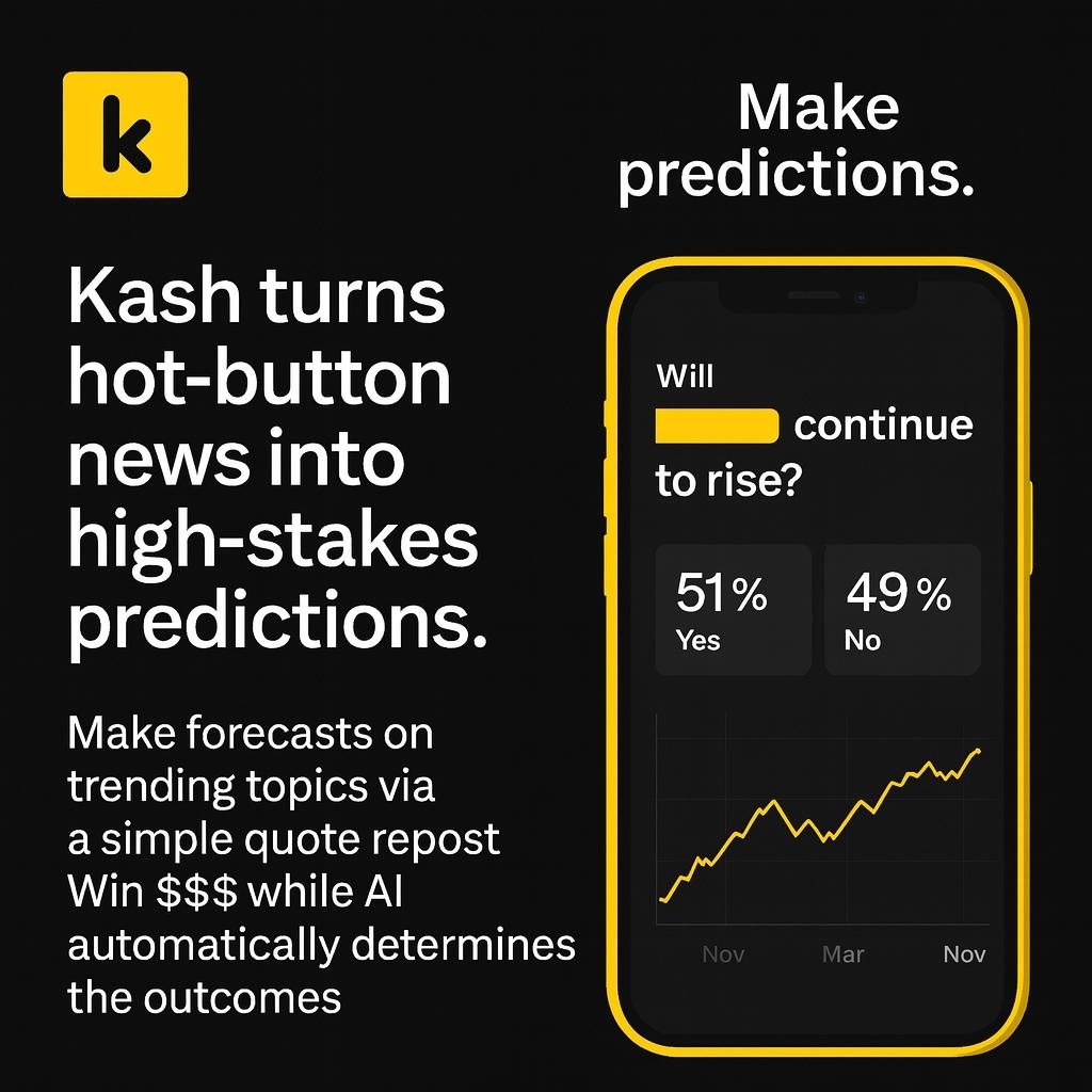 yamahdi_83's tweet photo. > β‘οΈ Kash Alpha is coming.
> Turn your X, TikTok, and Instagram feed into tradeable headlines.
>
> Sign up now and be the first to forecast the future of social.
@kash_bot
#KashAlpha #SocialTrading #Crypto https://t.co/ko9XmWDS2Y