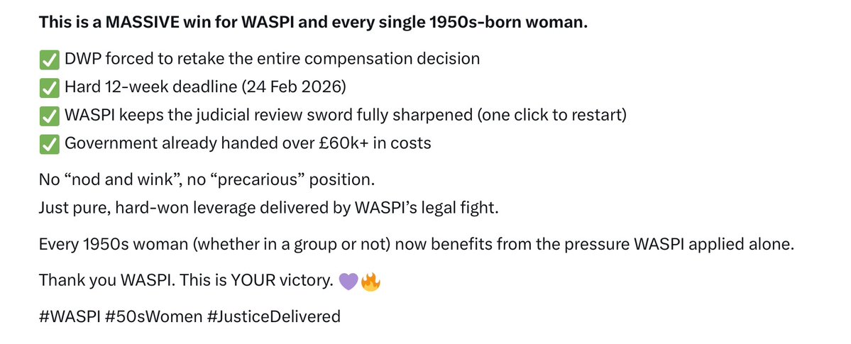 #50swomen #waspi #truthmatters 
No nods or winks here.