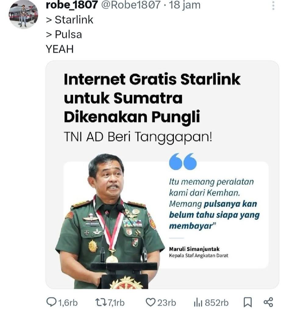 Starlink pake pulsa...wkwkk
