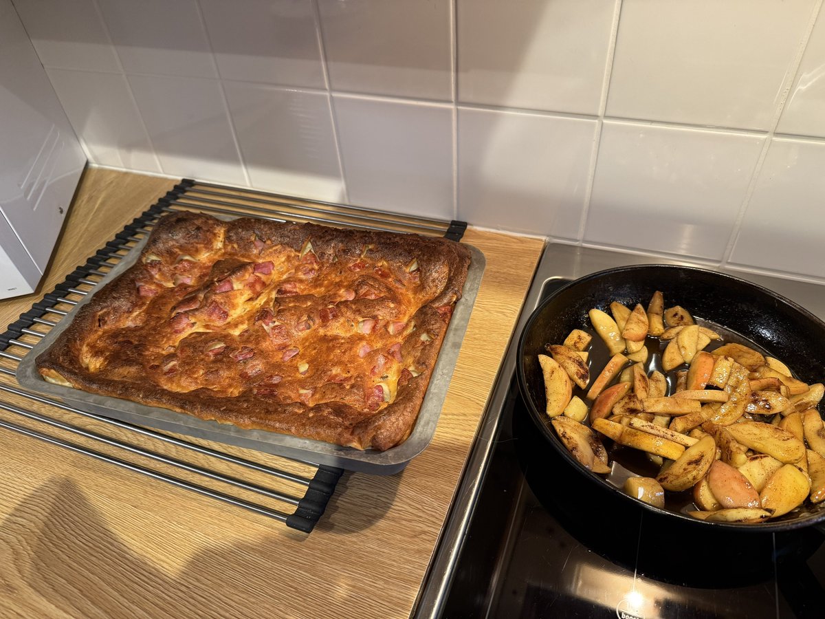 Is this dish served in other countries?
 It’s basically pancake batter with diced salted pork, baked in the oven. I usually serve it with apples fried in butter, brown sugar and cinnamon. Lingonberry jam is a must.