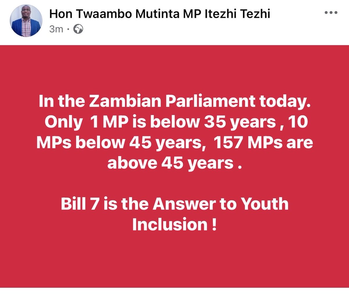Hon Twaambo Mutinta, MP tweet media