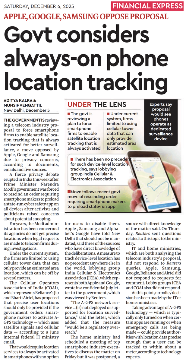 beastoftraal's tweet photo. Why is BJP desperate on device-level satellite location tracking of all Indian citizens, something that has no precedent anywhere else in the world? Return of the 'Saheb' days? https://t.co/SQxhdaHD16