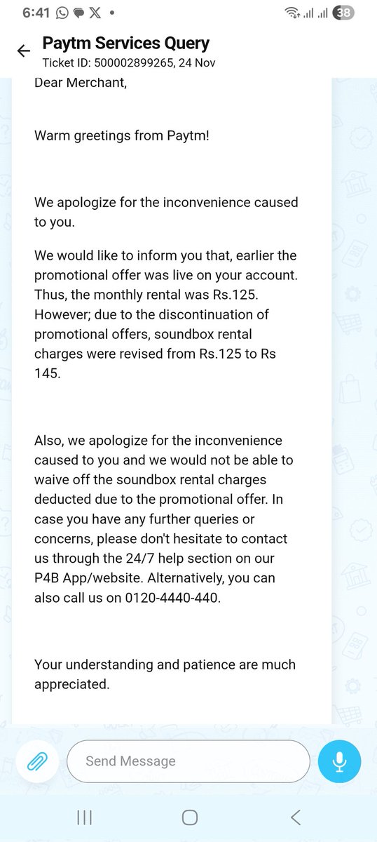 Ashokkumar4479's tweet photo. @Paytm @vijayshekhar 
This is how your Agents responding for the soundbox charges levied on my merchant account. The point is soundbox did not working and no one came to repair. Moreover people from your team call me and speaking in Hindi, wer i shouting that I don't know Hindi. https://t.co/2zRdyRWmQf