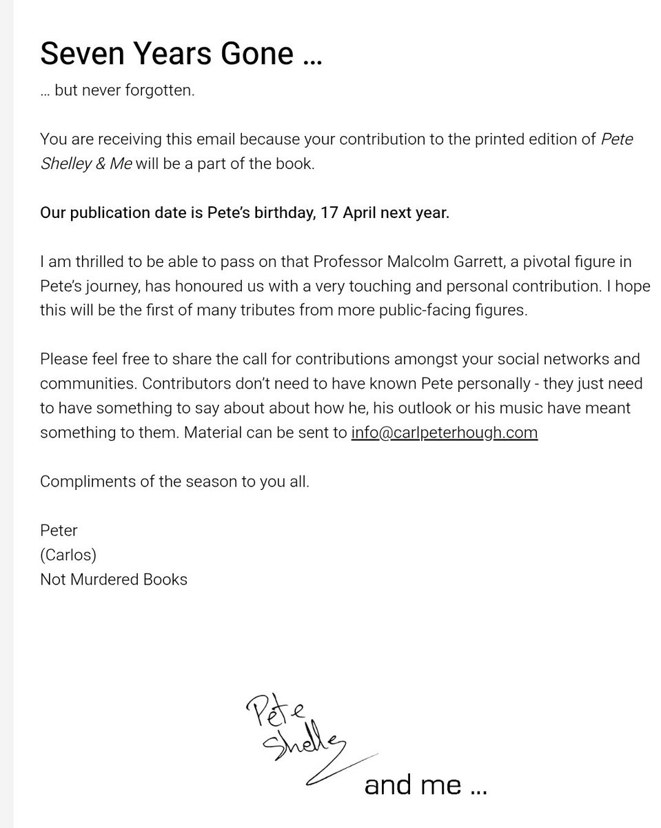 Pete Shelley &amp; me—contributions still being solicited/accepted for book of recollections &amp; tributes so if you had a haircut with Pete in bogs @ theRoxy, did loads of speed w. him after a gig in Guildford, or just had your leather nicked from a crap hotel after-party email Carlos!