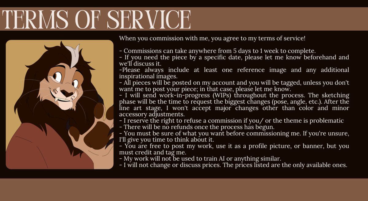 _mintypep's tweet image. Here’s the pricing guide for my commissions!🤎
#furryart #commissionopen #furryfandom