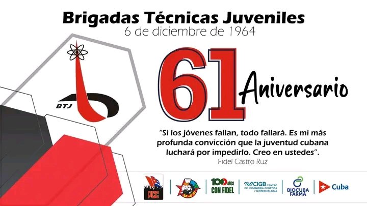 61 años de entrega por la ciencia, la técnica y el desarrollo de nuestra nación. Desde aquel 6_ 1964, las <a href="/BTJNacional/">BTJ Nacional</a>  han sido semillero de talento, creatividad e innovación, guiadas por #100AñosConFidel  y el espíritu transformador de la <a href="/UJCdeCuba/">UJC de Cuba</a> .
#SanctiSpíritusEnMarcha 🇨🇺