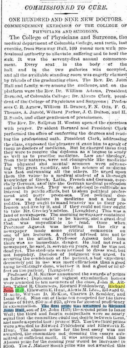 SaxRevolutions's tweet image. Despite the problems he had, was Richard-John (Elise Hall's husband) a good doctor? Well, I don't know. What I do know is that he stood out among his colleagues and, as on this occasion, was valued for it. (New York Daily Tribune, 2 March 1878)