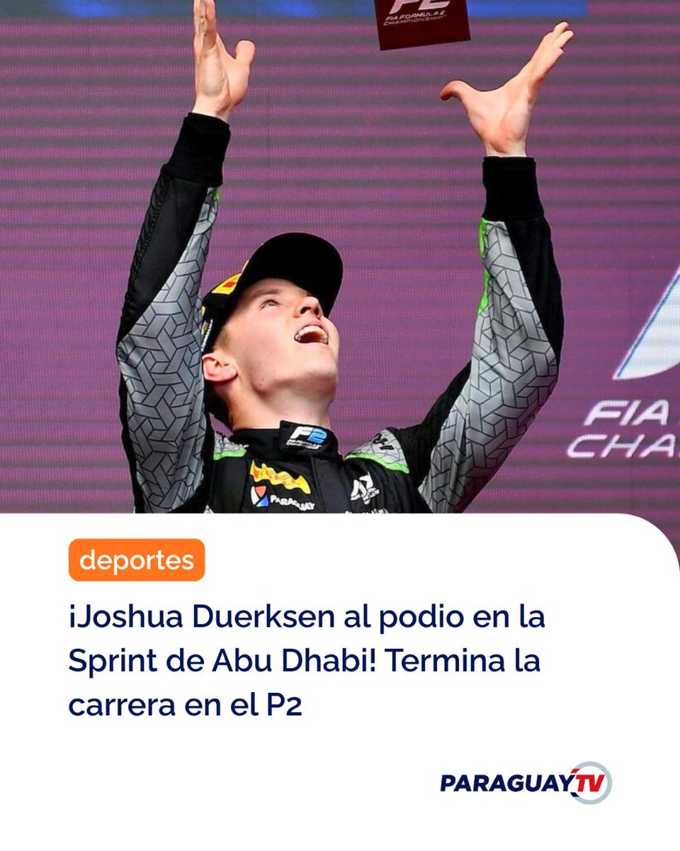 ParaguayTVHD's tweet image. ¡Joshua Duerksen al podio en la Sprint de Abu Dhabi! Termina la carrera en el P2

@JoshuaDuerksen1  está cerrando un gran año de competencia, es el 5to. Podio en las últimas ocho carreras. 

¡Vamos Joshua!
