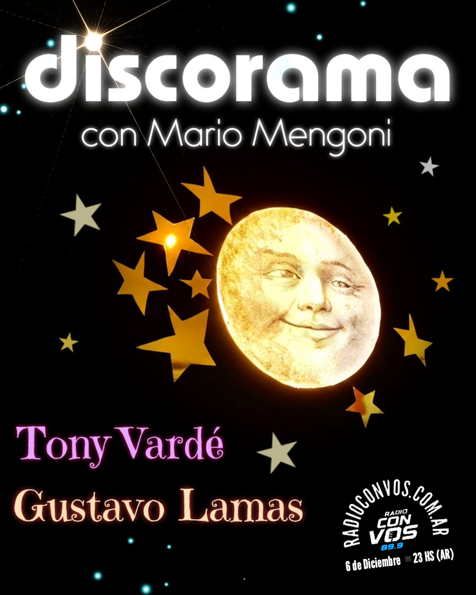 🚀 Este sábado en DISCORAMA somos luna, estrellas y groove, una órbita perfecta entre historias, rarezas musicales y visitas que valen oro.

🎙️ Tony Vardé (<a href="/tonysoulman/">Tony Soulman 📚</a> ) vuelve al estudio para contarnos cómo una canción puede cambiar la historia de una sociedad.

🎧 Gustavo
