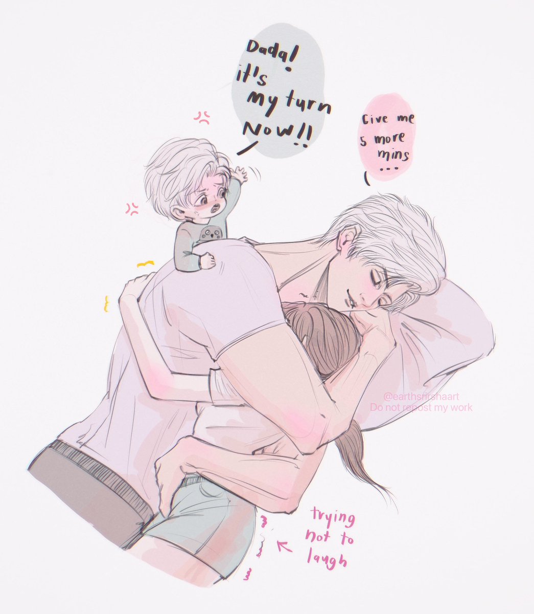 earthsrirshaart's tweet photo. When Dada just wants to tease his son 🤭🩷🩷🩷

Ps. For everyone who misses my line art https://t.co/qT03C56et5