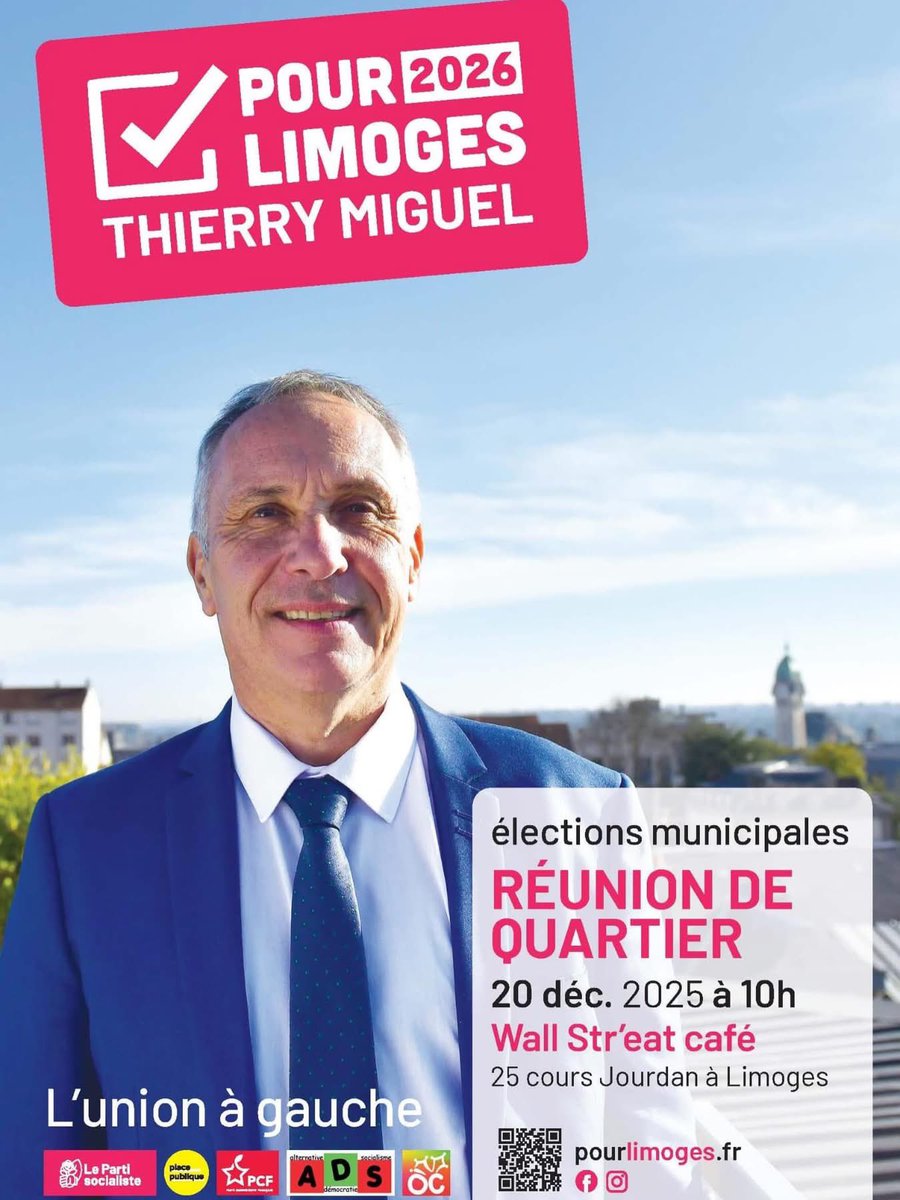 cmerlier87's tweet photo. ✅ Échanges ce matin pour présenter nos premières propositions #pourLimoges avec @MiguelThierry2: pour une ville qui prend soin, qui protège, qui relève les défis environnementaux et qui retrouve sa fierté ! 🏡🌳🌷
💪Vous aussi, rejoignez la dynamique ! #Municipales2026 https://t.co/cKSg5HkrRm