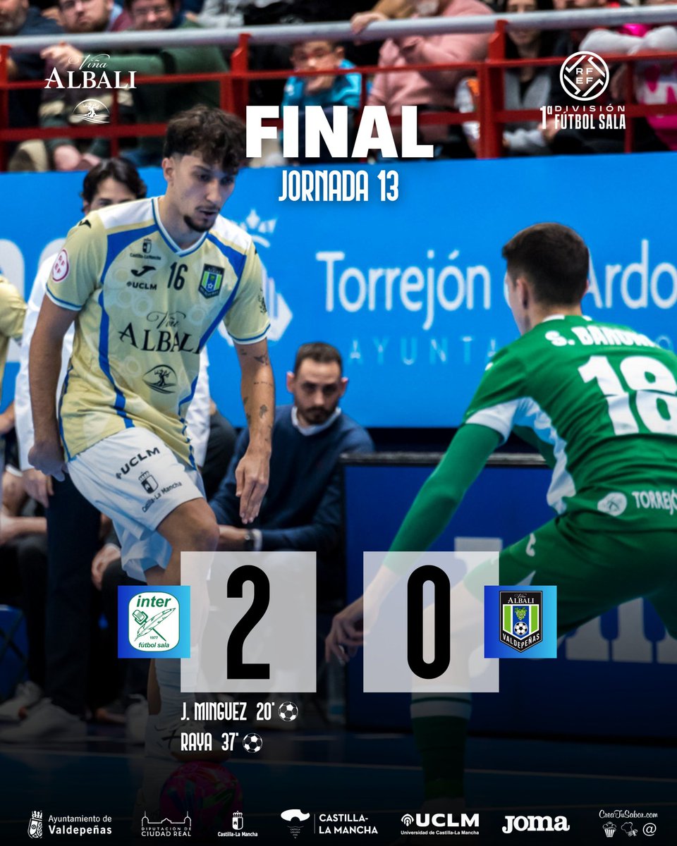 |FSVLive|

FINAL EN EL PABELLÓN 'JORGE GARBAJOSA'

<a href="/InterMovistar/">Movistar Inter FS</a> 2-0 <a href="/VinaAlbaliFS/">Viña Albali Valdepeñas</a>

#ViñaAlbaliValdepeñas #PrimeraDivisiónFS