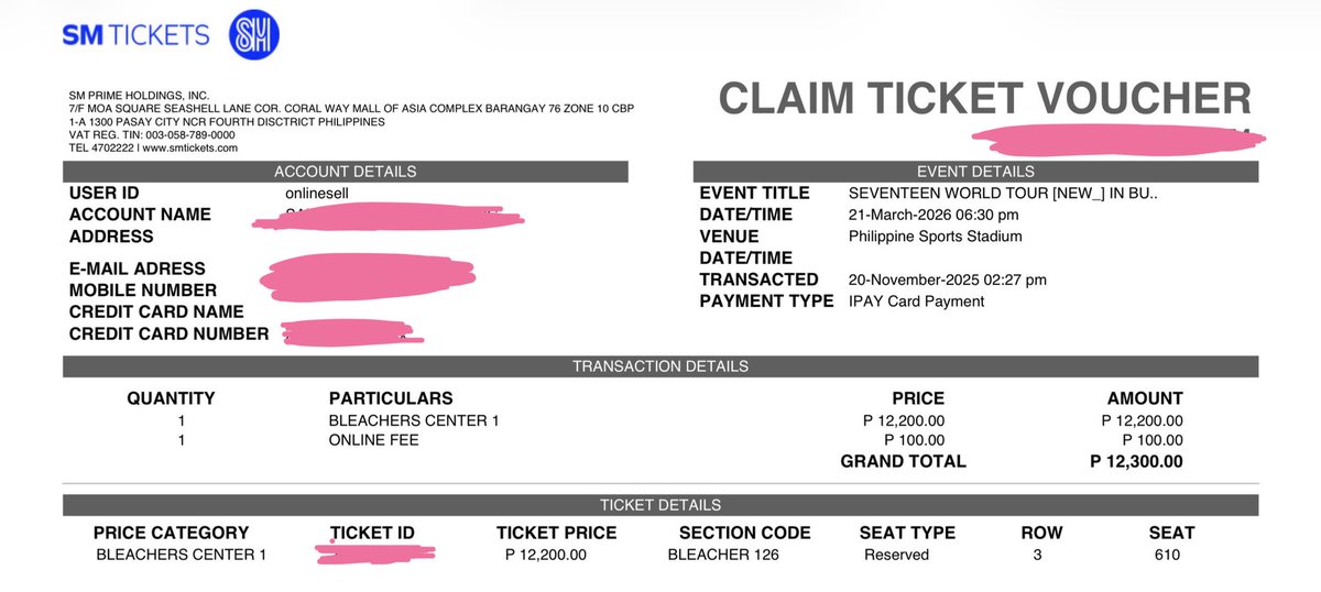 kayabaself's tweet photo. WTS LFB NEW_ Bulacan Ticket

Bleachers Center 1 - 126 
Row 3 - Seat 610

₱12,300 (SRP + SM Ticketing Charges + SM Online fee)

❗️ RFS: got prio seat
❗️ Ticket onhand (claimed from SM Aura, no ticket holder, SM didn’t have at time of claiming)
👉🏼 meet up BGC
👉🏼 kaliwaan only https://t.co/nEt6kN3Lfg