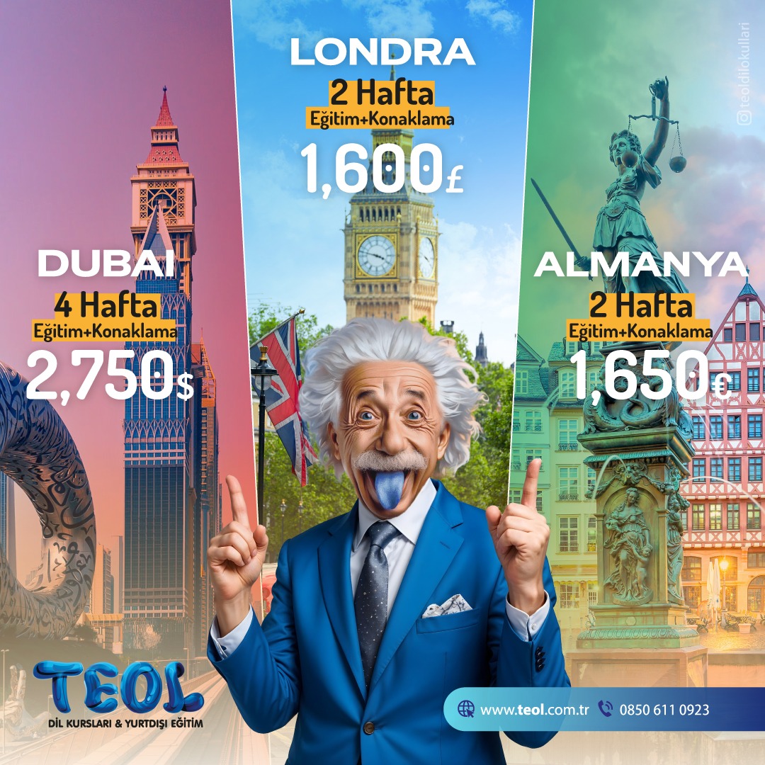 Hayalini erteleme, dünyayı keşfet! 🤩

TEOL ile Londra, Almanya ve Dubai’de eğitim + konaklama fırsatlarını kaçırma!

🔹 Londra – 2 Hafta: 1,600£
🔹 Almanya – 2 Hafta: 1,650€
🔹 Dubai – 4 Hafta: 2,750$

Yurt dışı eğitimi TEOL ayrıcalığıyla seni bekliyor!