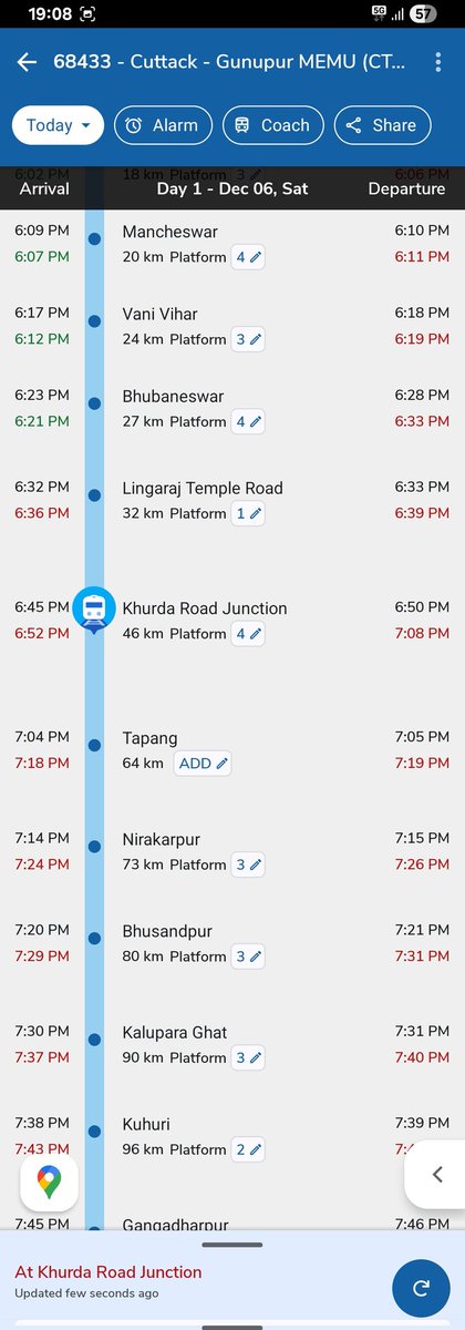 priya_swain's tweet image. Train no 68433 is at KUR since last 20mins without any precedencetill now,within this duration there are 3 Down line trains has entered &amp;amp; 2are  departed also. Perhaps @srdomkur &amp;amp; team are consult #astrologer for depart time. @DRMKhurdaRoad @EastCoastRail  @RailwaySeva