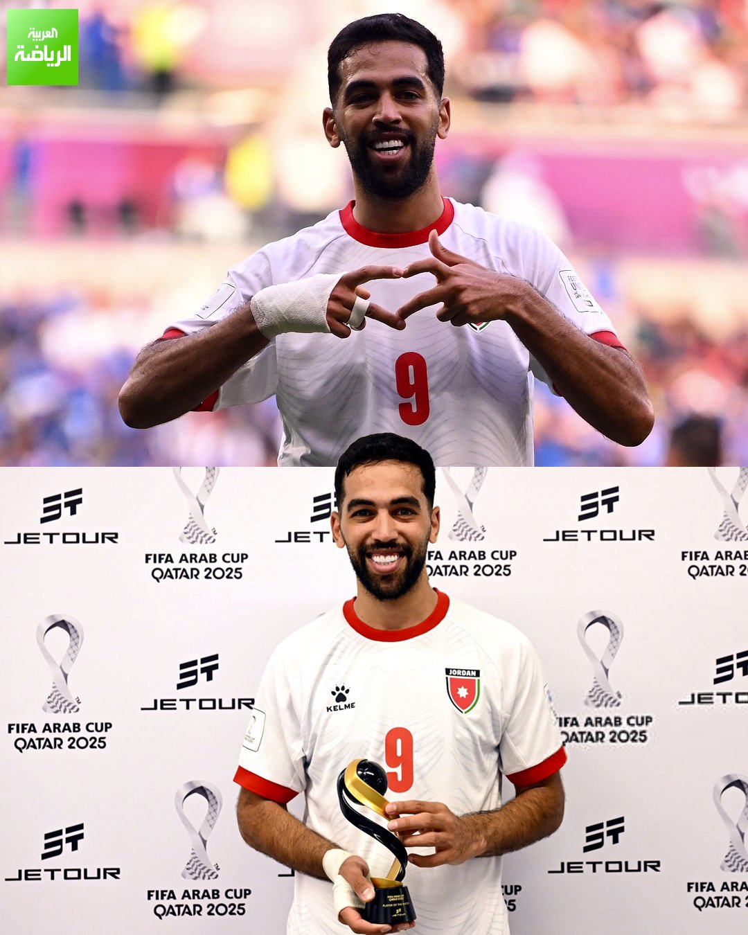 علي علوان يحصد جائزة رجل مباراة الأردن والكويت في كأس العرب 