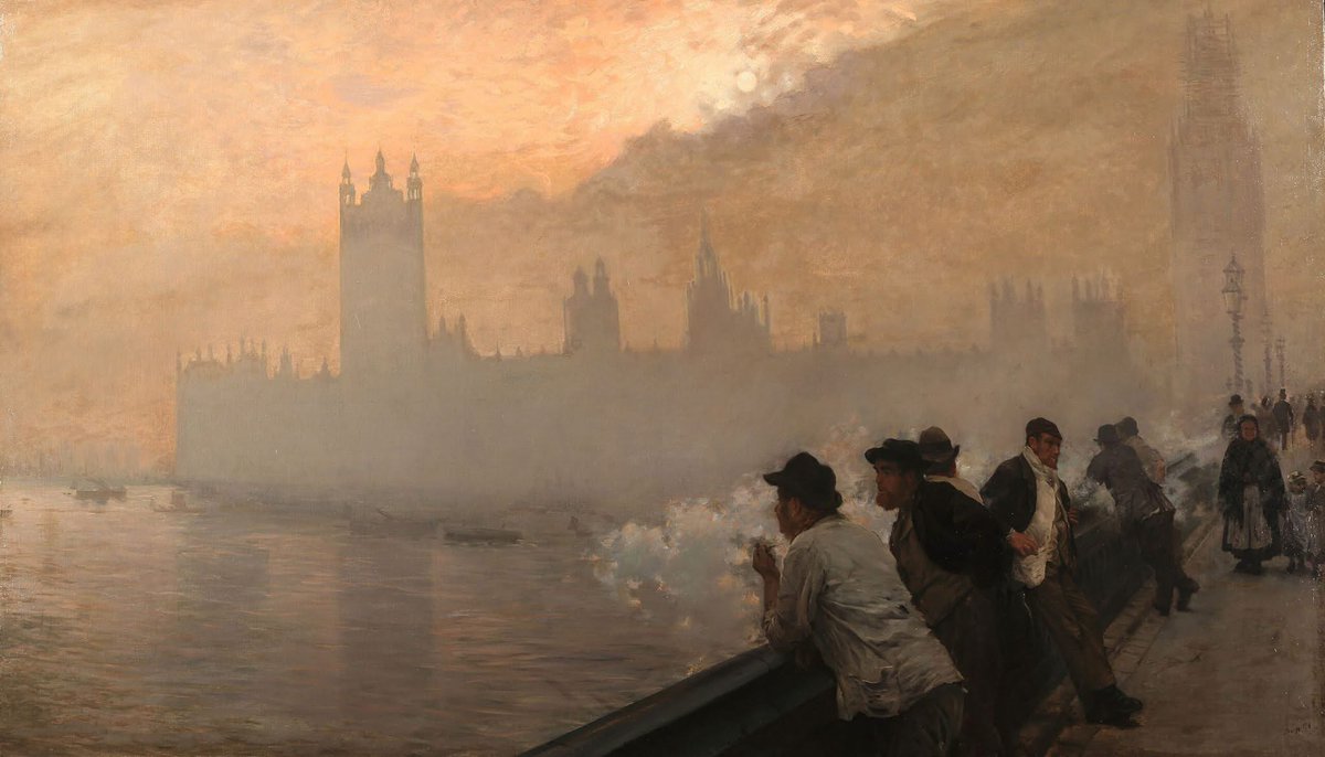 El Palacio de Westminster, Londres 1878
Giuseppe De Nittis (italiano, 1846-1884)
Óleo sobre lienzo
Dimensiones: Alto: 110 cm (43,3 pulgadas); Ancho: 192 cm (75,5 pulgadas)
Colección privada

Giuseppe De Nittis fue uno de los pintores italianos más importantes del siglo XIX, cuya