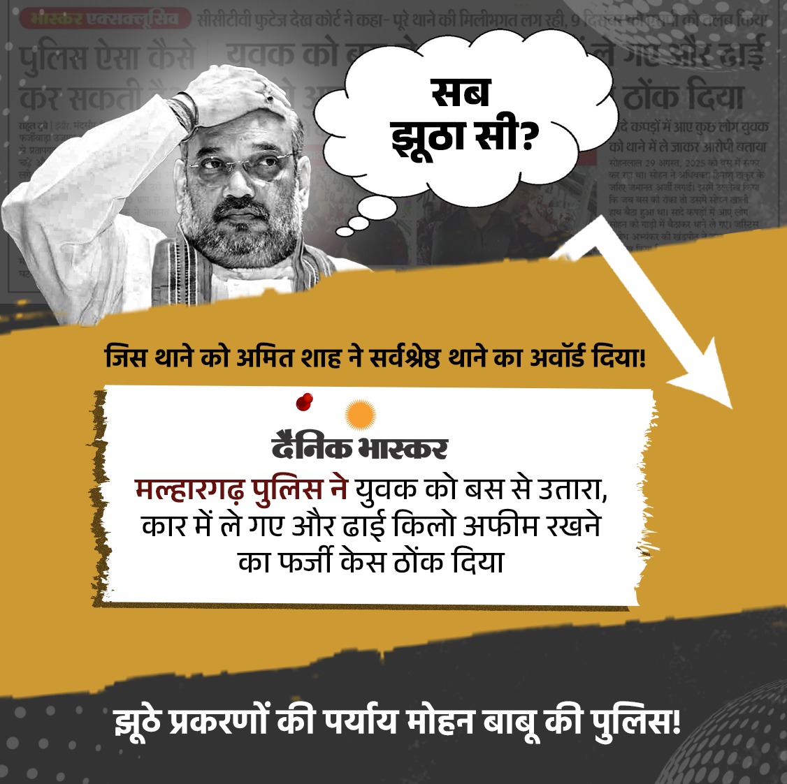 INCMP's tweet photo. झूठी कार्रवाइयों में अव्वल होने के "ईनाम"  की हकदार मंदसौर मप्र पुलिस! https://t.co/qYvQcSbrg4